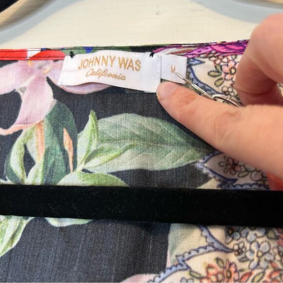 Johnny Was Neon Jungle Mix Tiered Floral Maxi Dress Cotton Silk Size Medium NWT - Picture 5 of 10